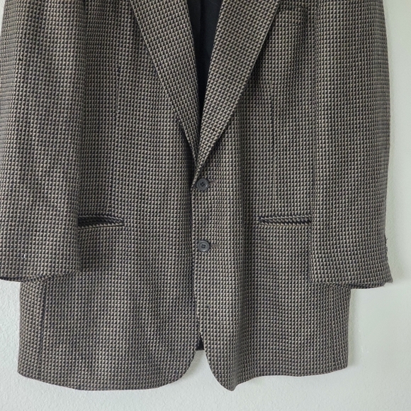 Nino Cerruti Sport Coat Jacket Mens Brown Black 2Buttons Long Sleeve Has holes - Picture 2 of 14